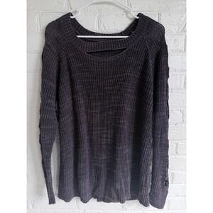 Maurices Womens XL Sweater Cutout Shoulder Knit Dark Purple Casual